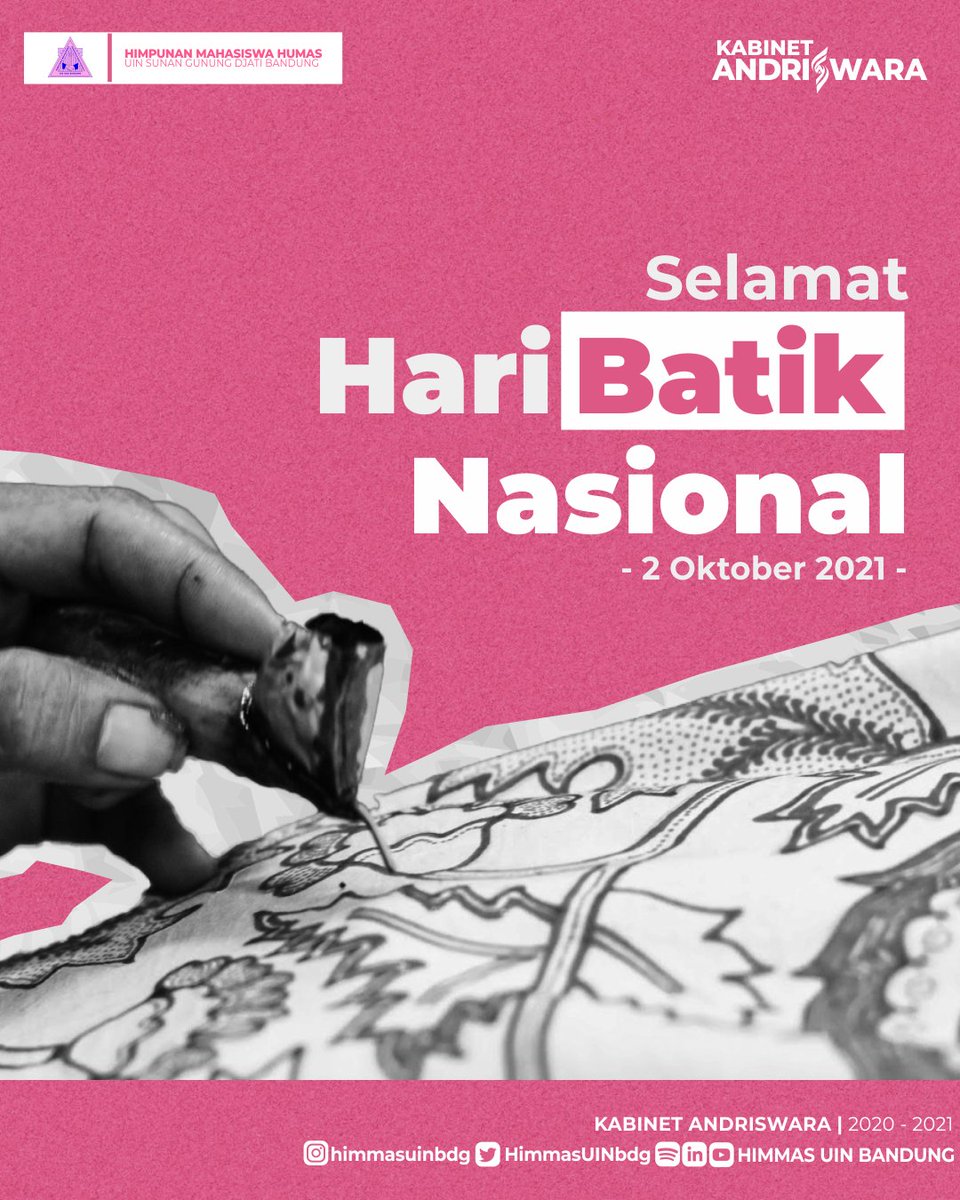 [PHB : Hari Batik Nasional] 

Selamat Hari Batik Nasional Indonesia!
Selalu bangga dengan hasil karya batik di negeri ini! 

Narahubung : 
📞089516494302 (Ari)