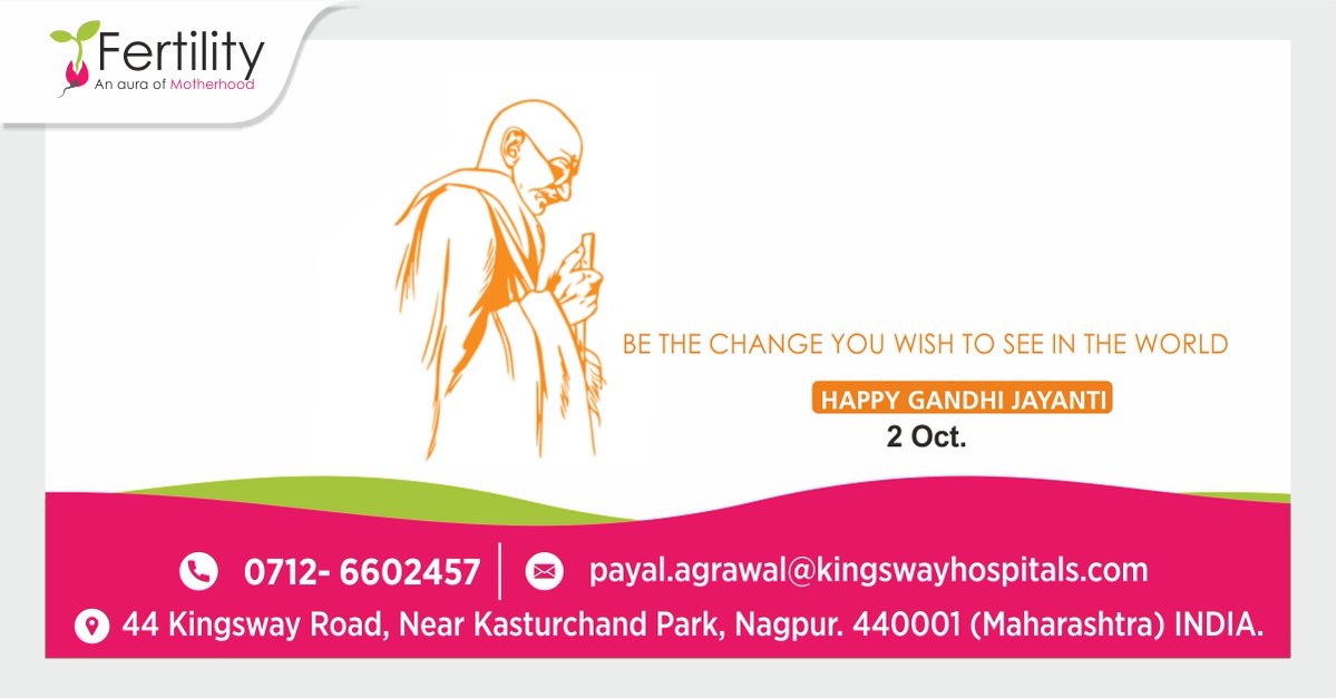 BE THE CHANGE YOU WSH TO SEE IN THE WORLD
𝐇𝐚𝐩𝐩𝐲 𝐆𝐚𝐧𝐝𝐡𝐢 𝐉𝐚𝐲𝐚𝐧𝐭𝐢 
#gandhijayanti #mahatmagandhi #gandhiji #gandhijayanti2021
Dr. Payal Agrawal
Fertility Consultant
Contact: +917709163383
Website:drpayalagrawal.com
