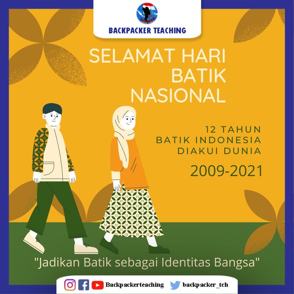 backpacker_tch's tweet photo. Batik adalah warisan budaya, jangan disia-siakan begitu saja, tetap lestarikan dan buat batik semakin dikenal.
.
.
Batik bukanlah sekadar kain atau simbol. Batik adalah citra bangsa kita yaitu Indonesia. Ayo pakai batik! https://t.co/8yDySd9Xxv