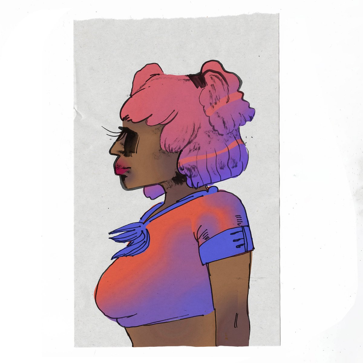 celsteen's tweet image. #visiblenonbinary Heyoo, I am Célestin (they/them), a non binary artist still studying. I love space, thick lines and dark shadows.