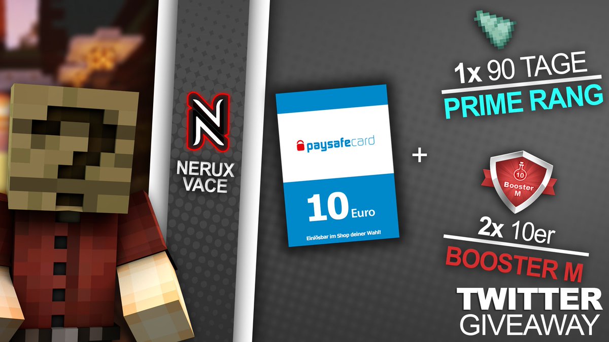 🎁 GEWINNSPIEL 🎁

Heute verlosen wir für die Community:
1x 10€ paysafecard
1x 90 Tage Prime
2x 10er Booster M

Was ihr dafür tun müsst:
▶️ <a href="/NeruxVace/">NeruxVace.de</a>.net folgen ❤
▶️ Tweet retweeten 🔁
▶️ 2 Freunde markieren ✏️

Viel Glück an alle Teilnehmer! 🍀

Ende: 🗓 
▶️ 09.10.2021