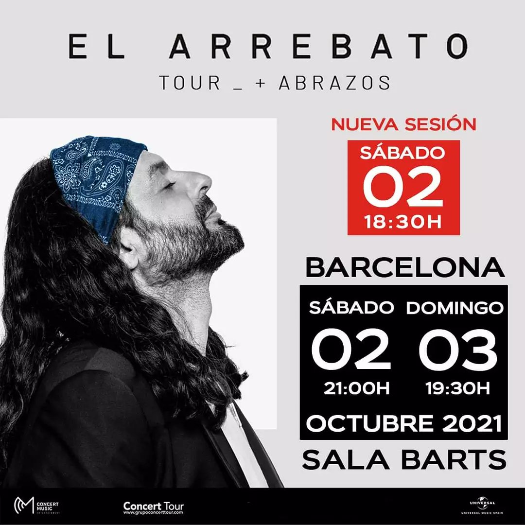 TourCualquiera's tweet photo. Llego el gran día 
EL ARREBATO @arrebatoficial en concierto dias 02 y 03 Octubre del 2021 en la sala @BARTSbcn de #Barcelona Tour #MasAbrazos 

 https://t.co/gchEdDdvng https://t.co/k7Nu7Z8BqV
