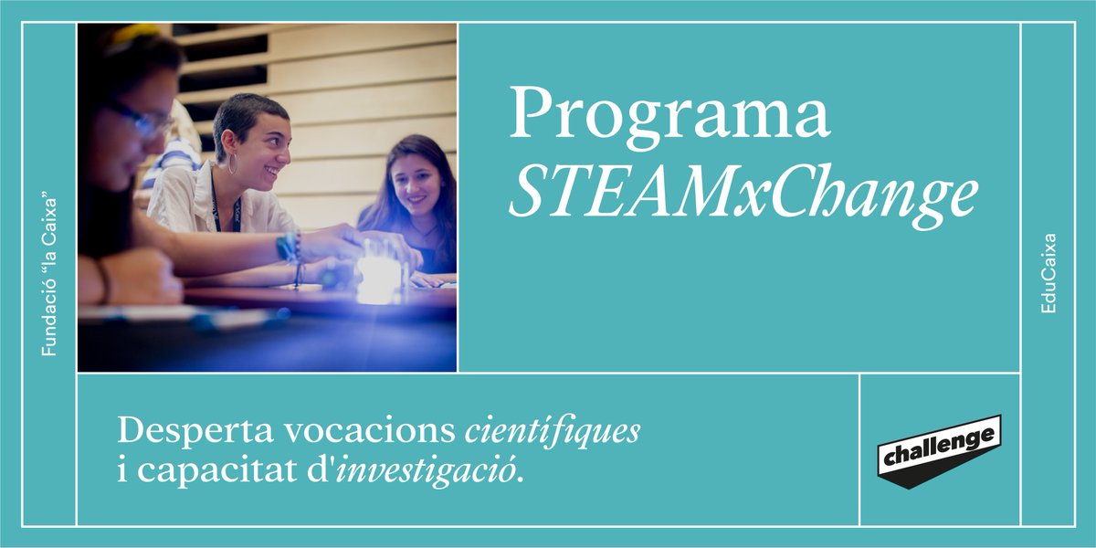 EduCaixa_CAT's tweet image. 4️⃣ d&apos;aquests programes et permeten participar en el #EduCaixaChallenge.

🔘 #BigDataChallenge
🔘 #JovesEmprenedorsChallenge
🔘 #STEAMChallenge
🔘 #BeCriticalChallenge

Si participes, podràs portar a la teva classe fins a Silicon Valley ✈️.

#ProgramesEduCaixa #CreureÉsCrear