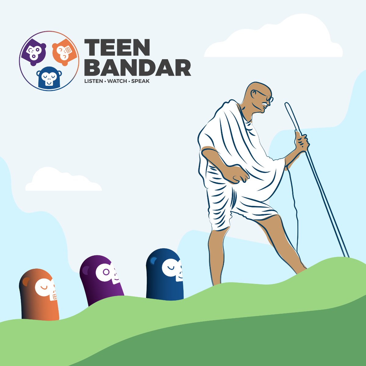 TeenBNDR's tweet photo. 🙊🙈🙉 #GandhiJayanti https://t.co/8cddQEtzDR