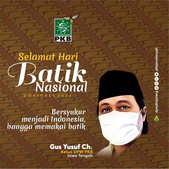 Selamat Hari Batik Nasional 2 Oktober 2021

Batik adalah kebanggaan Indonesia
______
Gus <a href="/yusuf_ch/">M Yusuf Chudlory</a> #pkbjateng
#pkb #batik #JawaTengah