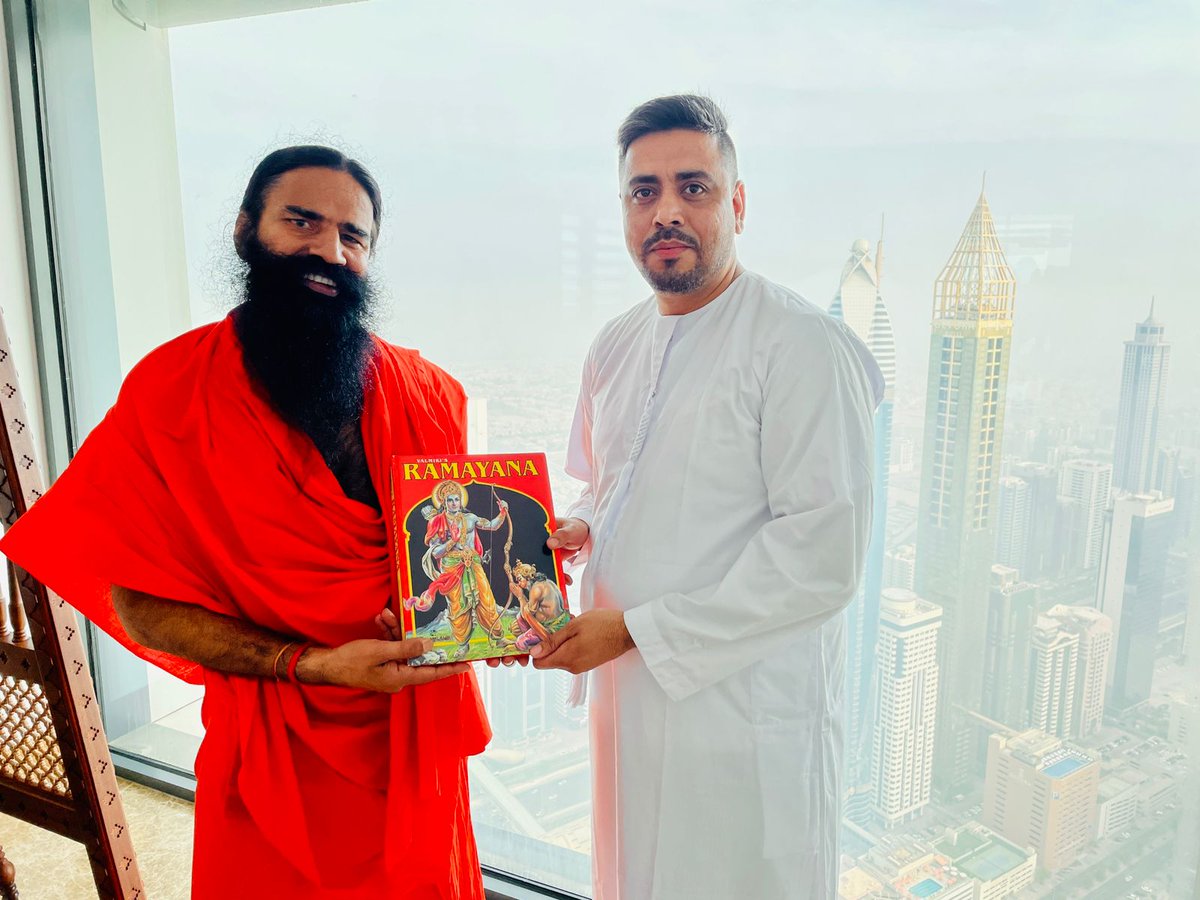 आज दुबई में आदिल रिज़वान परिवार को रामायण व गीता भेंट की तथा सुबह दुबई से <a href="/indiatvnews/">India TV</a> पर लाइव योग प्रोग्राम किया।