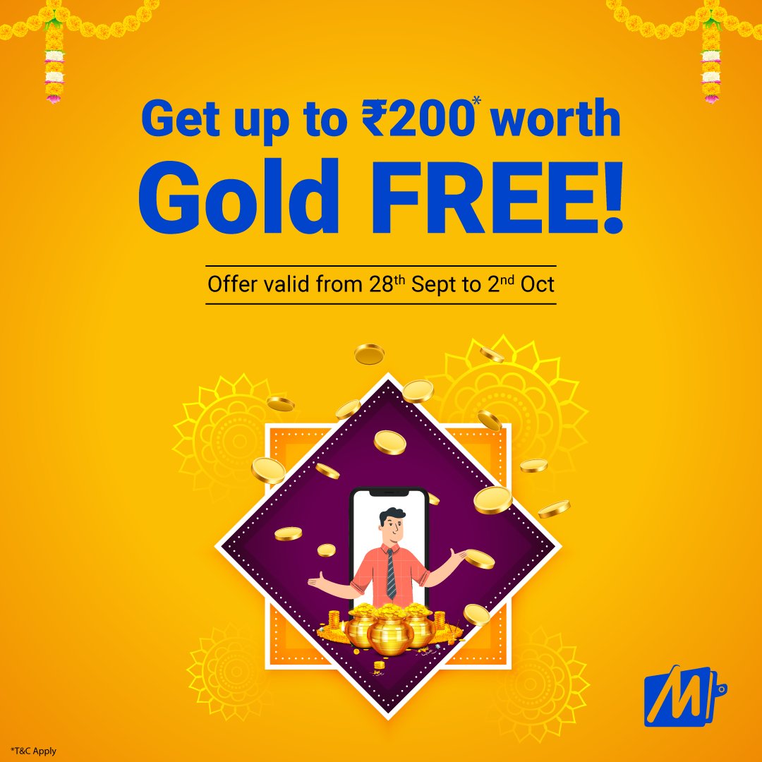 Get FREE GOLD! We kid you not. ;) Invest in digital gold with MobiKwik and get up to Rs.200 worth gold free. Avail this limited period offer now!

Download the app👇🏻
sak38.app.goo.gl/gold200

#Gold #Free #FreeGold #Investment #Save #GoldnenInvestment #GoldCoin #MobiKwik