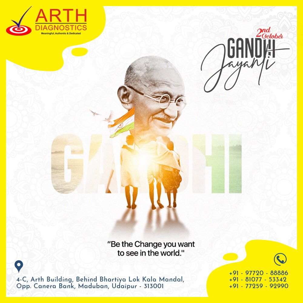 ArthDiagnostics's tweet image. Happy Gandhi Jayanti - “The greatness of humanity is not in being human, but in being humane".
Call for an appointment: 9772088886, 8107753342, 7725992990
#arthdiagnostics #BestMRI #TopMRI  #AdvanceMRI #diagnostic #diagnostics #diagnosticimaging #diagnosticstest #diagnosticcenter