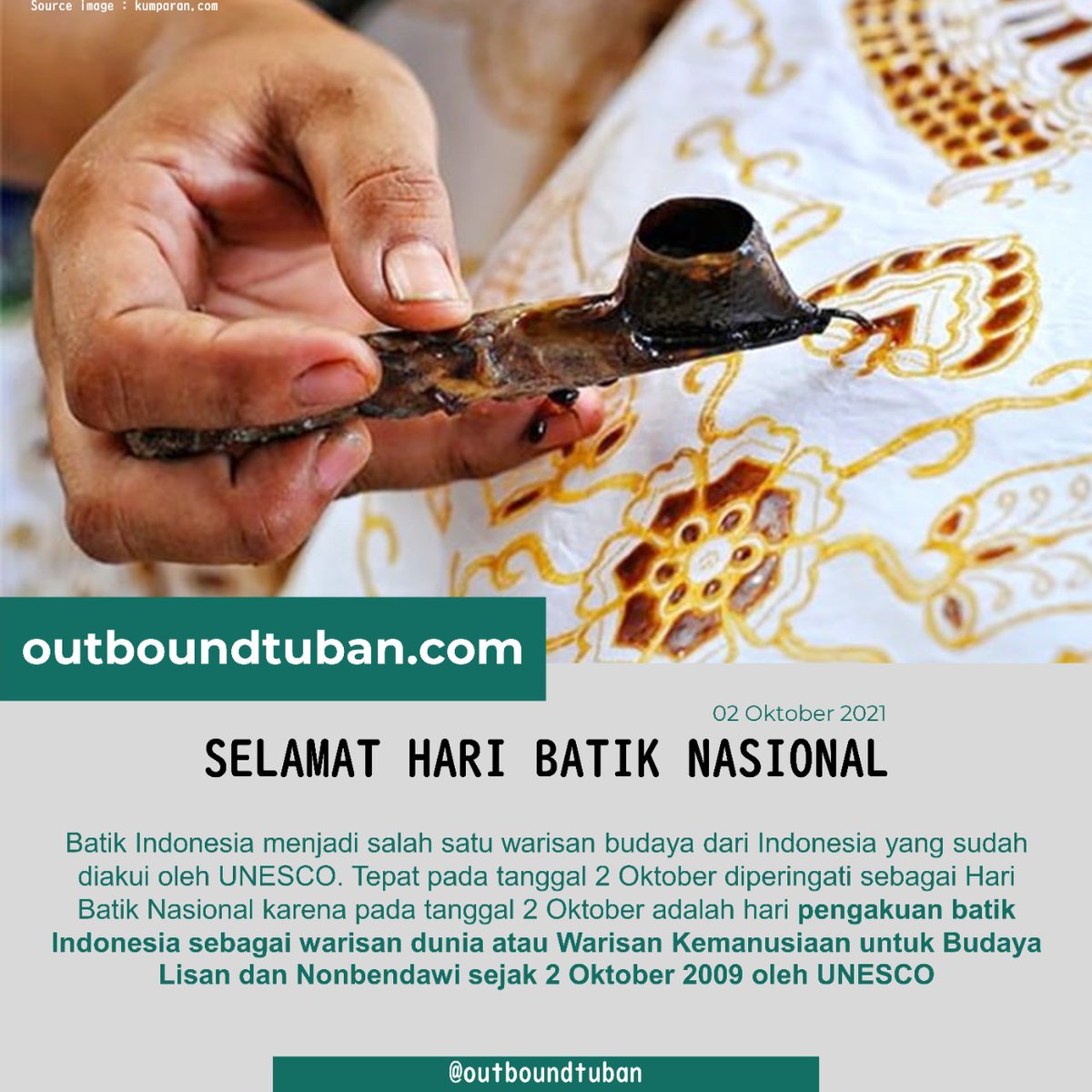 zamiledogawa's tweet image. SELAMAT HARI BATIK NASIONAL
=========================
#haribatik
#outboundtuban 
#smartoutbound
#pantaisemilirsocorejo
#outboundtubanjatim
#paketoutboundtuban
#provideroutboundtuban
#smartoutboundindonesia
#haribatiknasional