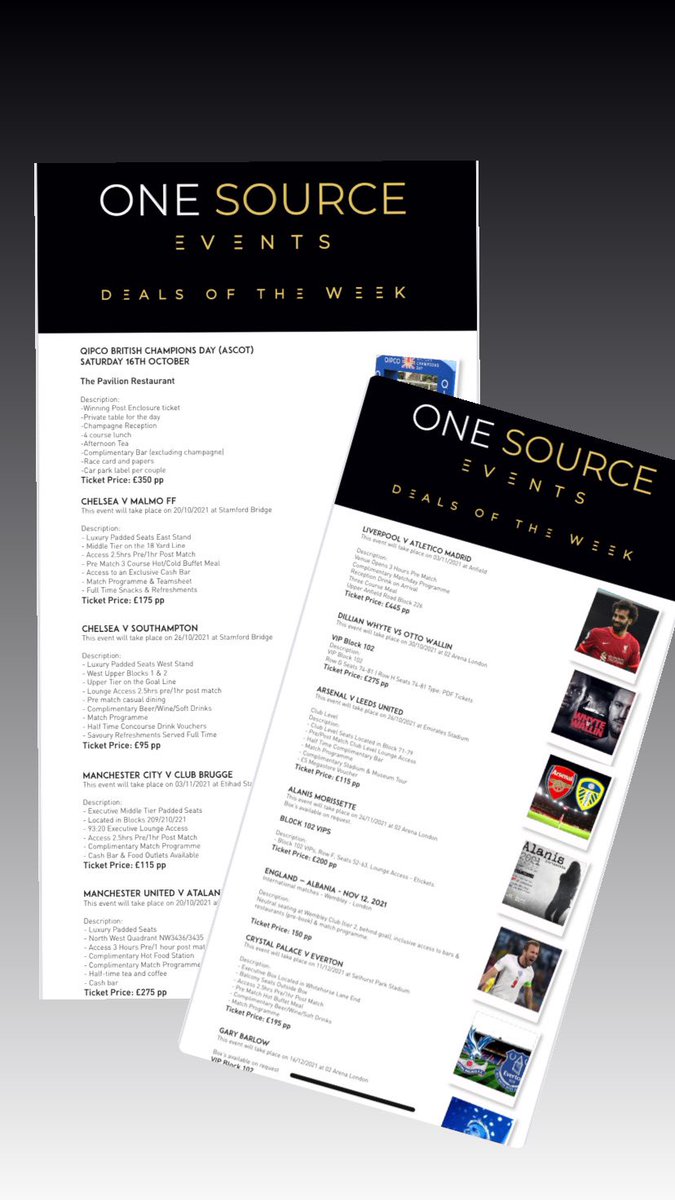 OneSourceE1's tweet photo. CONTACT US NOW FOR DEALS OF THE WEEK ๐
#dm #contact #getintouch #deals #tickets #sporttickets #tickettosport #saturday #dealsoftheweek #weekly #instagram #instadaily #init #getin #getinvolved #events #sportevents #boxing #party #teambuilding #backoutthere #planning #planner https://t.co/E0cLtRikIs