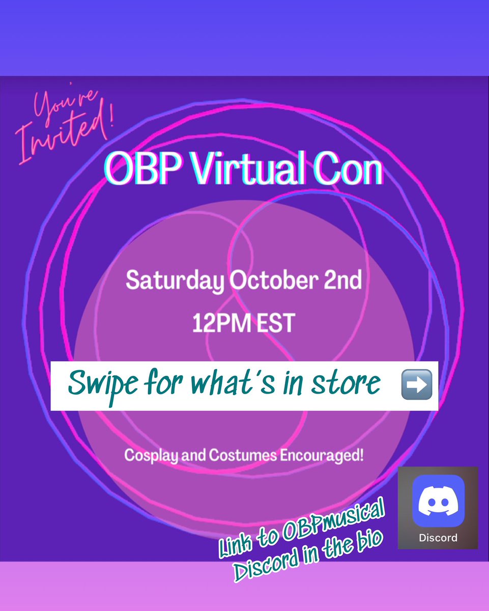 OBPmusical's tweet photo. TODAY! Join our international #OBPvirtualcon on Discord - a fun day to discover more about OBP and meet the fans and the some of the talented people involved in #OBPmusical ❤️
❕Q&A with our creator, Tory Doctor at 6pm EST❕ https://t.co/bmRWBFYjaf