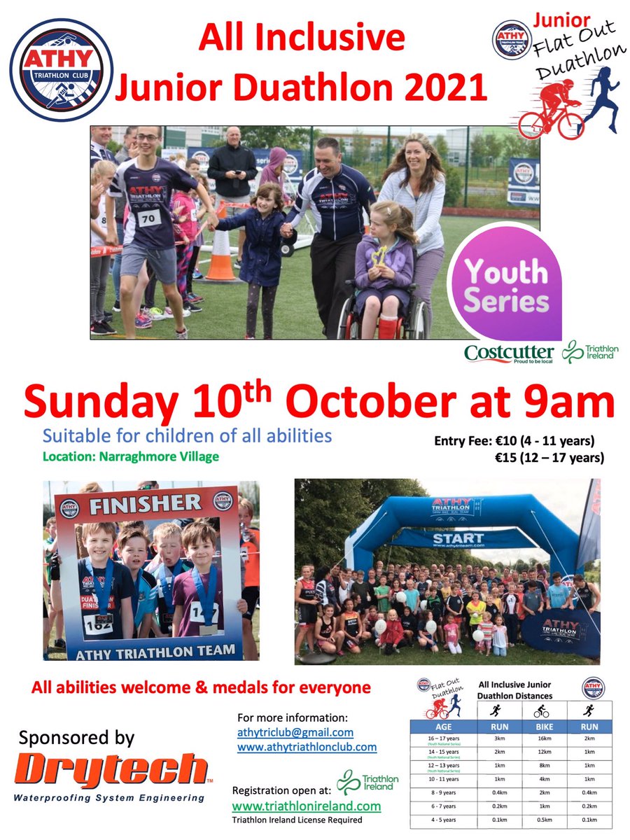 athytriclub's tweet photo. Reminder 

Entries to our junior Duathlon closes tomorrow Sunday the 3rd October at 6pm. Unfortunately we won’t be able to accept any entries after that time to allow for race brief and online registration. Register while you can https://t.co/lrW7Q1zF06