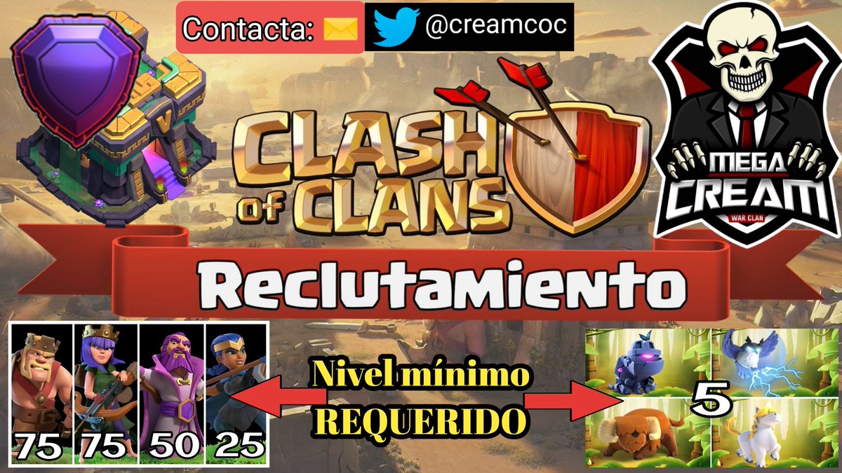 CreamCoc's tweet photo. ¿Buscas clan adulto, serio, organizado y disciplinado? 🔎 

¿Eres TH14? ¿Te gustan los trofeos 🏆 y las guerras continuas? ⚔️

🚨 #MEGAcream recluta nuevos guerreros. No dejes escapar la oportunidad de formar parte de la familia #HMS

Contacta por DM 📬

#ClashOfClans https://t.co/kRd5vkTxb4