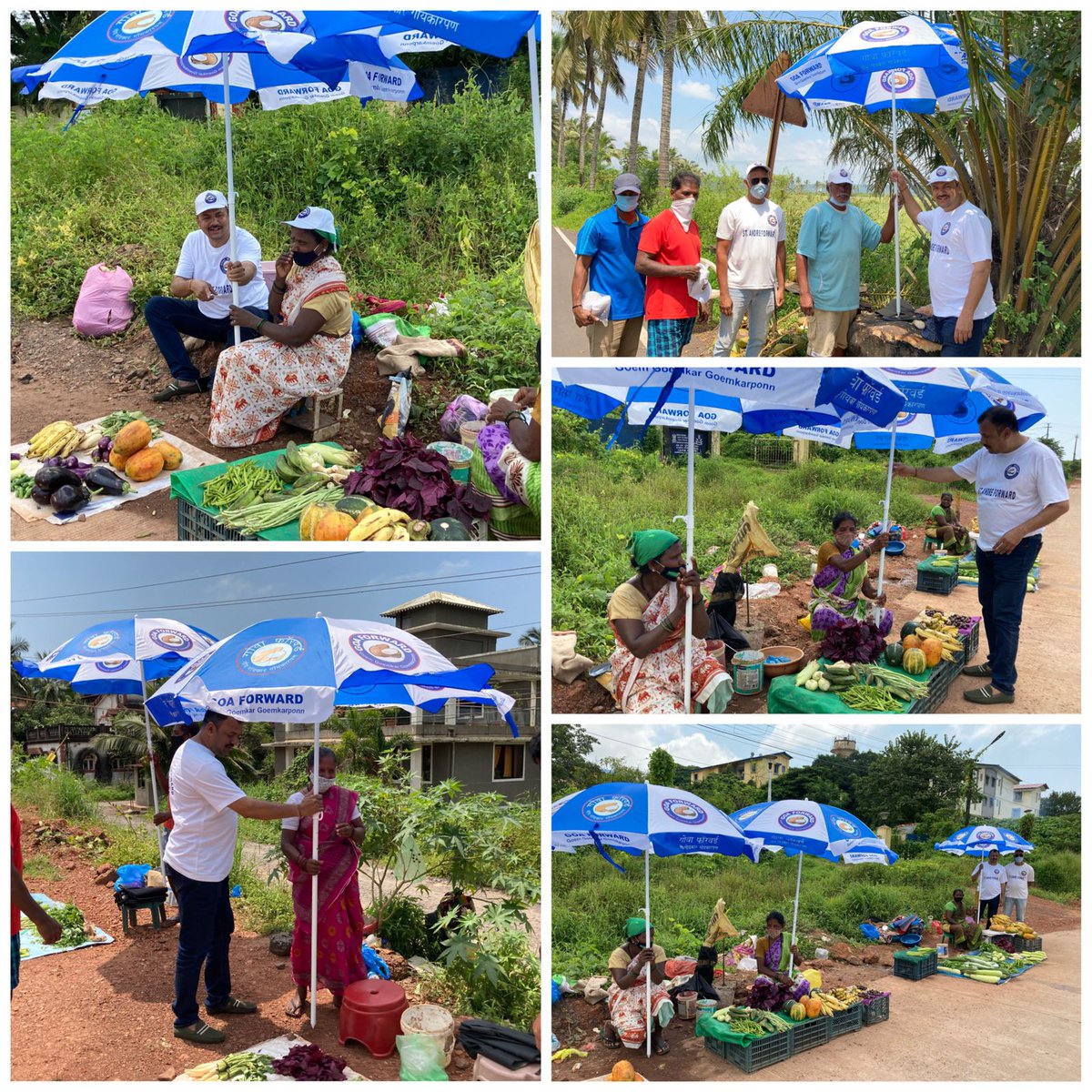 goanewshub's tweet photo. GFP St. Andre Candidate Jagdish Bhobe @J_bhobe distributed umbrellas to local Fruit and Vegetable vendors in St. Andre; Assured them Mini Vending Zones in St. Andre by 2022 along with #respect and #dignity which was tossed by the current BJP Government.
@Goaforwardparty @BJP4Goa https://t.co/ofNOMdnV4L