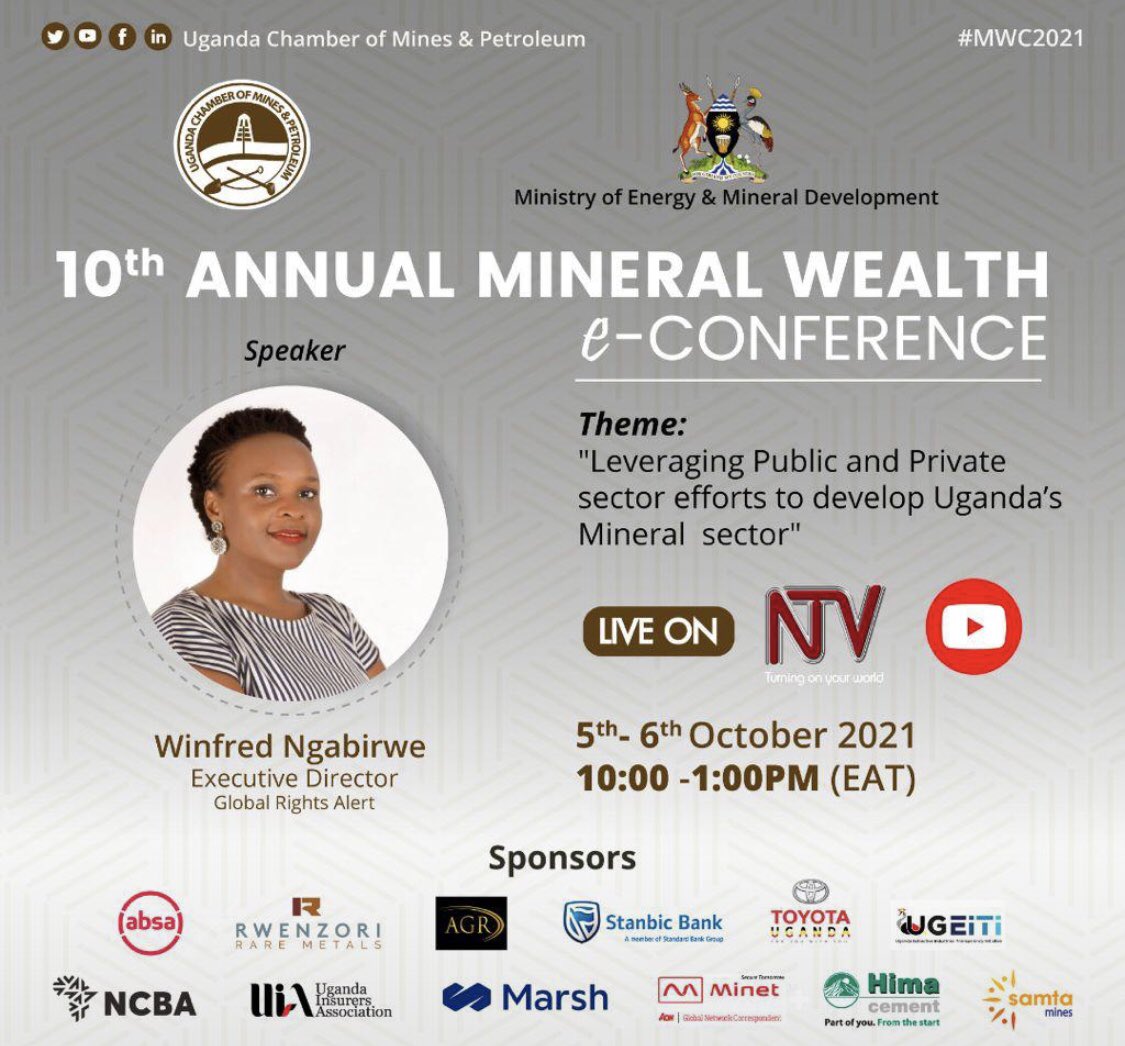 graUganda's tweet image. It’s just three days to the #MWC2021, a space where GRA will be delighted to participate in the discussions that will focus on leveraging public and private sector efforts in developing Uganda's minerals sector. @UgandaChamber #ExtractivesUG