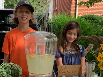 AlbertCollege's tweet photo. @AlbertCollege is proud of our students Elsa and Aaron who raised over $300 during Belleville's @Porch_Fest with their lemonade stand.  All proceeds went to the @downiewenjack fund.  Well done!

#downiewenjackfund #albertcollege #everystudentisanastudent #activecitizenship https://t.co/lAkHrZ0Llf