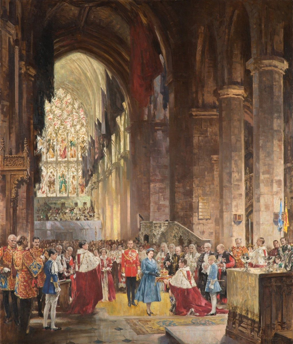 RoyalFamily's tweet image. #DidYouKnow The Queen visited Scotland shortly after her Coronation? 

At St Giles Cathedral The Queen was presented with the Honours of Scotland, the Crown, Sceptre &amp;amp; Sword.

The presentation of the Scottish Crown will form a key part of today's Opening of Scottish Parliament👑