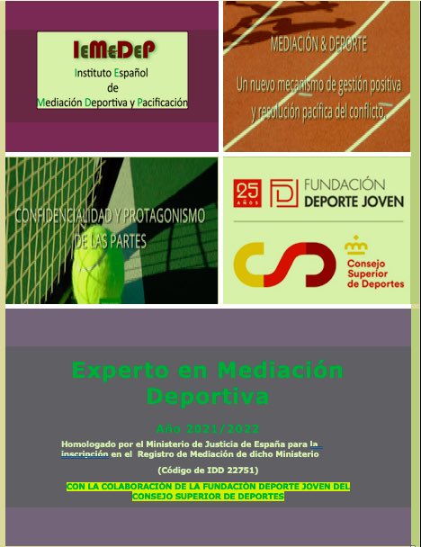 El lunes comienza la II Edición del Curso de Experto en Mediación Deportiva de <a href="/iemedep/">IEMEDEP</a> con la colaboración de <a href="/fundaciondepjov/">Fundación Deporte Joven</a> 
Magníficos alumnos y brillantes ponentes coincidirán durante 100 horas en este prograna homologado por el Ministerio de Justicia