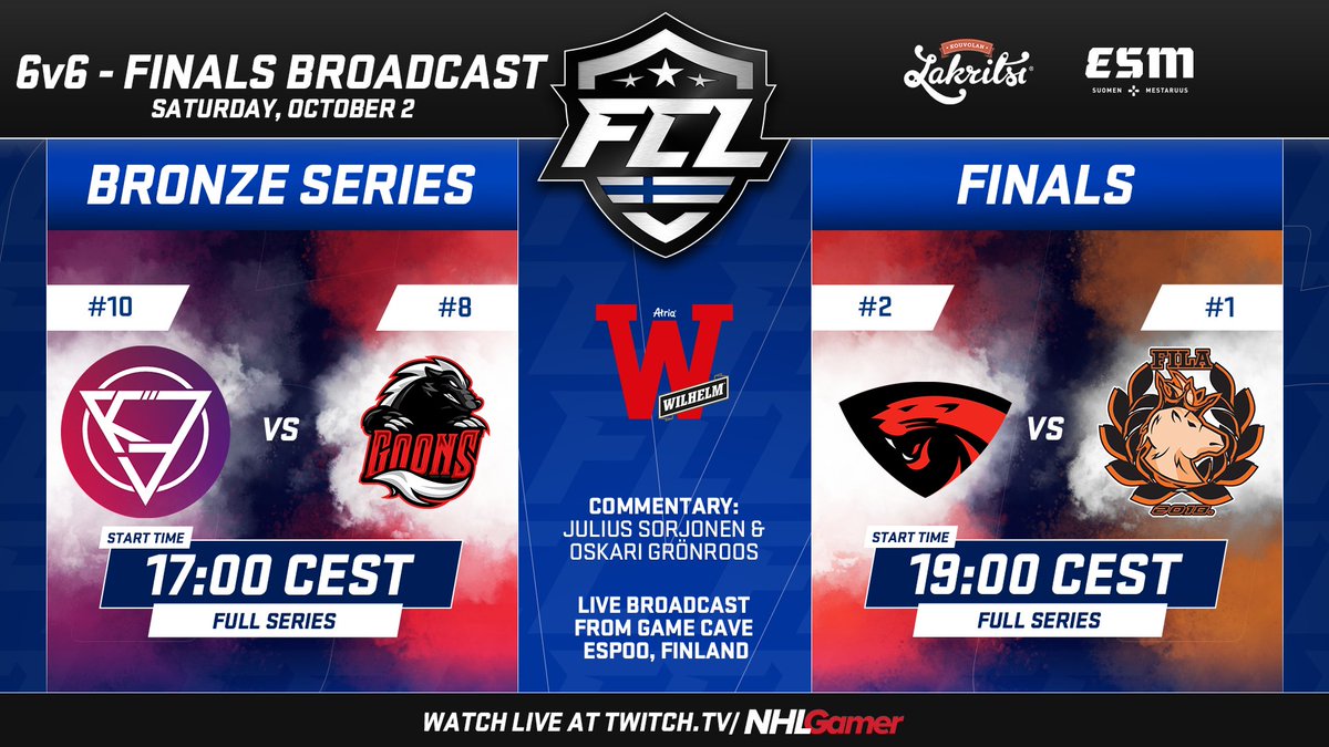 SportsGamerGG's tweet photo. 🔴 WE ARE LIVE WITH THE #FCL2021 6v6 LIVE LAN FINAL BROADCAST!
📺 https://t.co/iO58pWclnd

Bronze Series: @KOVA_NHL vs @Goons_esport (BO3)
Grand Finals: @hredsofficial vs @FILAesports (BO5)

🎙️@Sorjogenov &amp; @Sibeelius_

#NHL21 #esportsfi #esm #MukanaWilhelm #KouvolanLakritsi https://t.co/TPAQk3z7vE