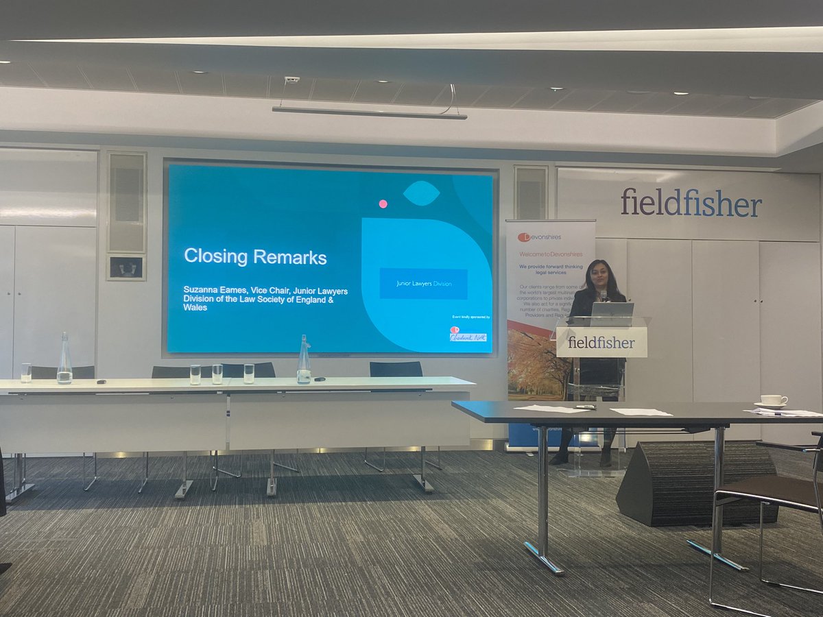 What a SUCCESS! It has been wonderful to meet our wonderful members at our first face-to-face event. Closing remarks from our Vice Chair, Suzanna Eames. Thank you to <a href="/Fieldfisher/">Fieldfisher</a>, <a href="/Devonshires/">Devonshires</a> and <a href="/Chadwick_Nott/">Chadwick Nott</a> and all of our incredible speakers. That’s a wrap!