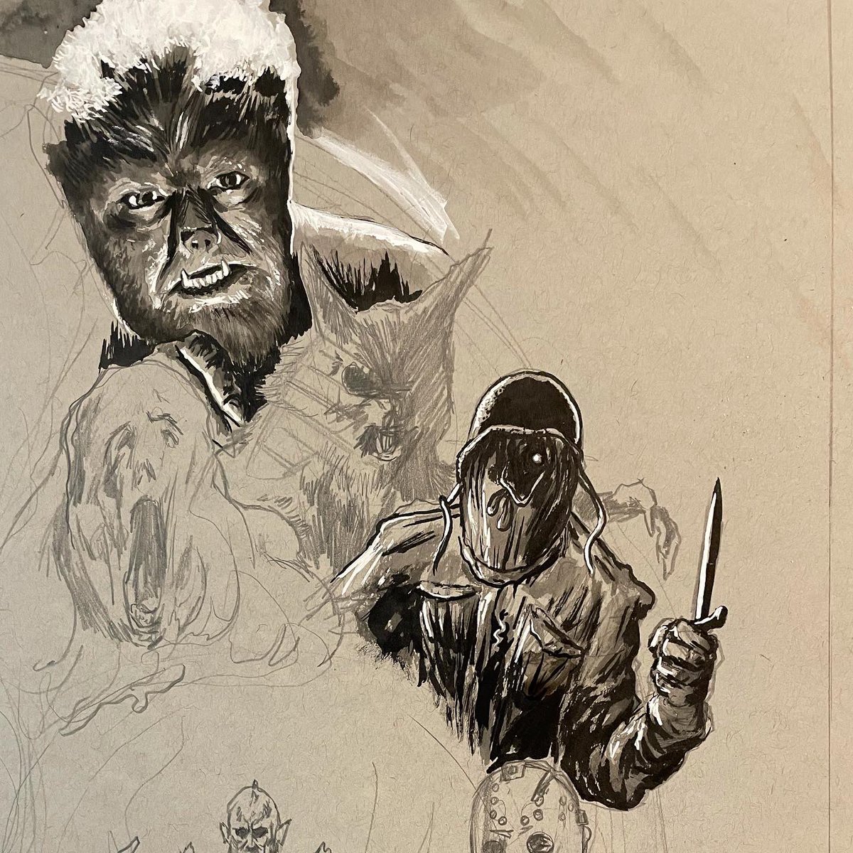 WillPottorffart's tweet photo. Inktober day 2: The Prowler (1981) Not a great film but I’m a huge sucker for some juicy Tom Savini makeup effects! #willshorrortober
#ink #tonepaper #gellyroll #horrorlife #artoftheday #horrorart #willpottorff #theprowler1981 #tomsavini #strathmore #inktober #inktober2021 https://t.co/MptzdR42b3