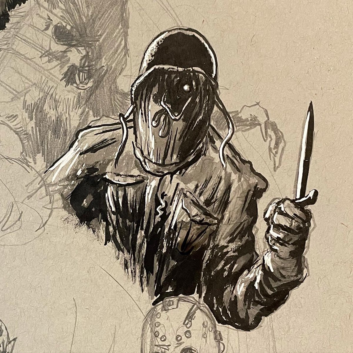 WillPottorffart's tweet photo. Inktober day 2: The Prowler (1981) Not a great film but I’m a huge sucker for some juicy Tom Savini makeup effects! #willshorrortober
#ink #tonepaper #gellyroll #horrorlife #artoftheday #horrorart #willpottorff #theprowler1981 #tomsavini #strathmore #inktober #inktober2021 https://t.co/MptzdR42b3