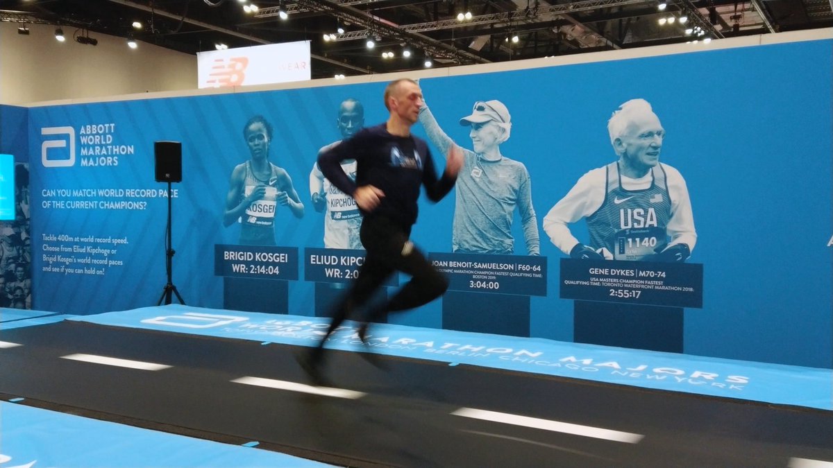 Getting a quick spin out before the <a href="/LondonMarathon/">TCS London Marathon</a> on <a href="/WMMajors/">Abbott World Marathon Majors</a> treadmill of Champs.... And yes i got a Snood! #BeattheWR #dromoreac #AbbottWMM