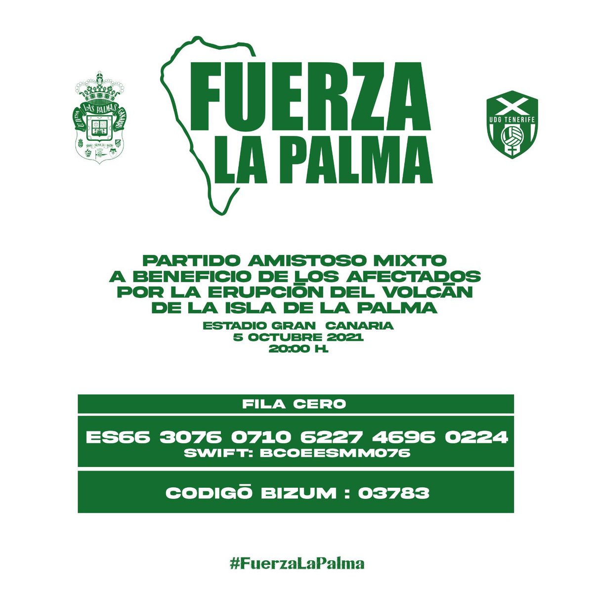 💪 ¡Todos con La Palma!

🏟 ¡No te pierdas el martes 5 de octubre entre @UDGTenerife y <a href="/UDLP_Oficial/">UD Las Palmas</a> en el Estadio Gran Canaria!

🎟 Consigue ya tu entrada o colabora con la Fila Cero: bit.ly/3D3lPFH

#FuerzaLaPalma