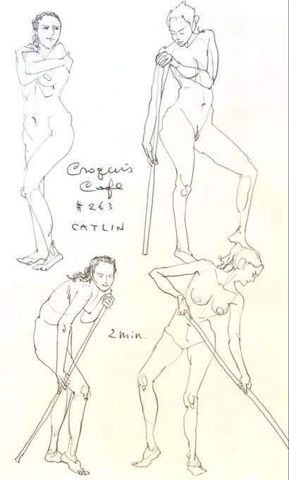 #croquiscafe 
263 Carlin
5分ポーズを決める3秒前のポーズがよかったのでpauseして描かせていただきました。 