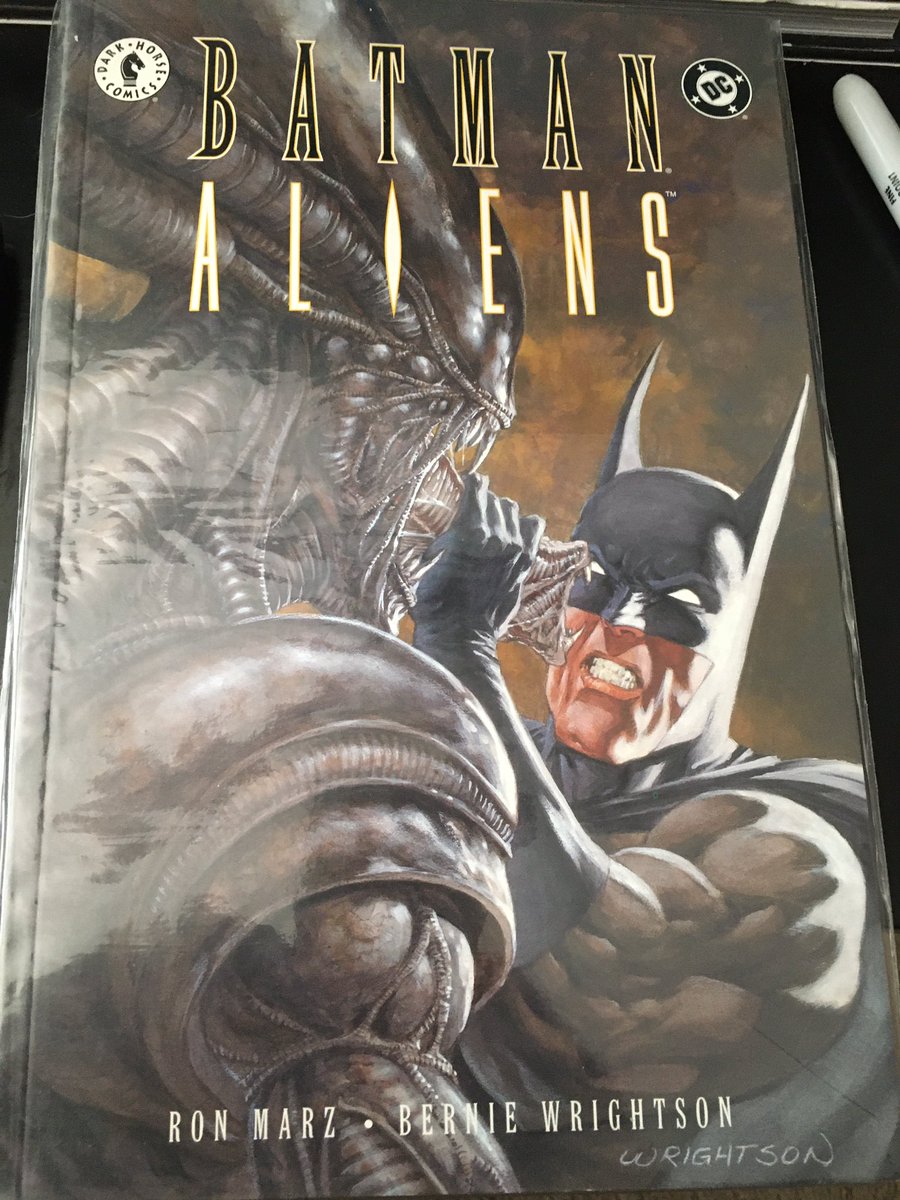 SilverAgeBlog's tweet photo. Hey, @collectsideshow, I know it’s a stretch, but I’d love to see a Batman Vs. Alien statue based on the Bernie Wrightson art from the awesome two-part @ronmarz story! https://t.co/Ty5MkQnDpy