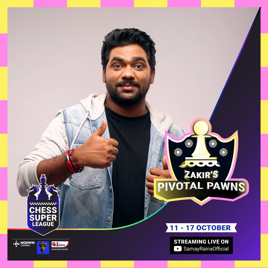 Chess Super League (@chesssuperlea) on Twitter photo Here’s the next team on the block - Zakir’s Pivotal Pawns! 🙌🏻
<a href="/Zakirism/">Ronny bhaiya</a>’s approach to comedy has always been personal and heartfelt, and we’re sure he’ll bring the same when it comes to leading and motivating the Pivotal Pawns throughout the league 💯 Here’s the next team on the block - Zakir’s Pivotal Pawns! 🙌🏻
<a href="/Zakirism/">Ronny bhaiya</a>’s approach to comedy has always been personal and heartfelt, and we’re sure he’ll bring the same when it comes to leading and motivating the Pivotal Pawns throughout the league 💯