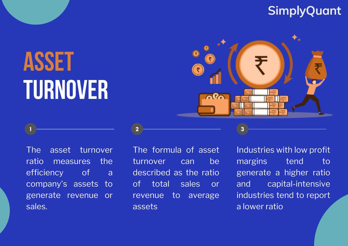 SimplyQuantHQ's tweet photo. Asset turnover measures the efficiency of how well a company uses assets to produce sales. A higher ratio refers to the efficient use of assets. Conversely, a lower ratio indicates the company is not using its assets as efficiently.
#Finanse #fingyan #stockmarkets #Profit #Sales https://t.co/n4IEZQj6o1