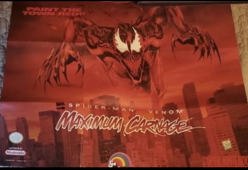 MK_habit_addict's tweet image. Since everyone is talking about Carnage this weekend who remembers the “Maximum Carnage” Poster that came with SNES Mortal Kombat 2 cartridge? 🐉❤️🐉 #MortalKombat #Carnage