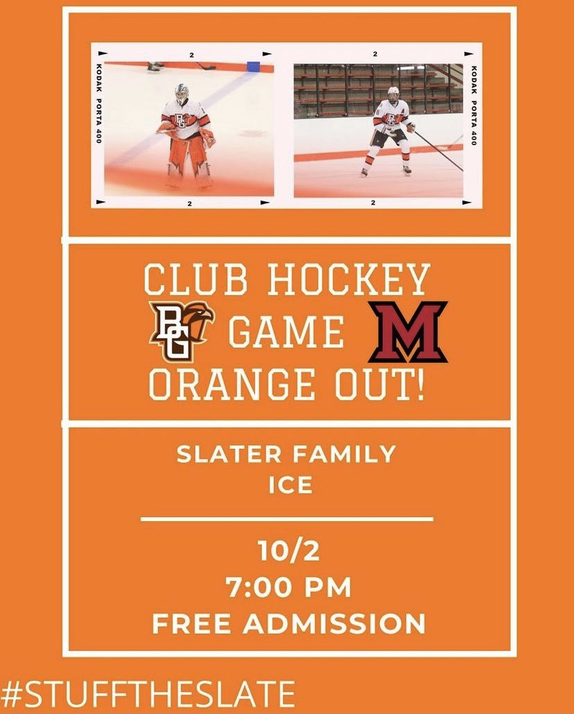BGSUClubHockey's tweet photo. After a tough one in Oxford, the dirty birds are back home tonight. Orange out 🍊 #StuffTheSlate https://t.co/qNoe7je8jd