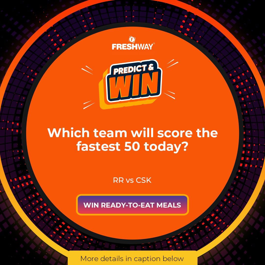freshwayfood's tweet image. It’s time to #PredictAndWin our Ready-To-Eat meals, Daily!

Share in comments which team will score the fastest 50 today?

To Participate Follow The Following Steps:
- Follow us &amp;amp; tag 3 friends
- Predict the answers using #PredictAndWin #Freshway
#readyfood
