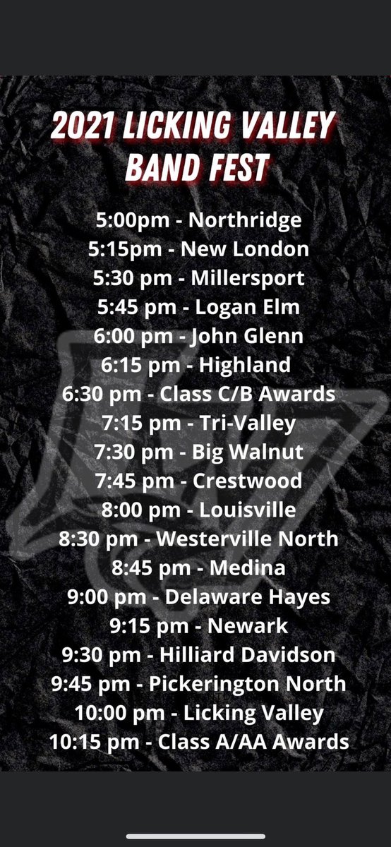 Come check out and support <a href="/LVHSBands/">Licking Valley Bands</a> at Band Fest in The Valley! Hope to see you there❤️💙