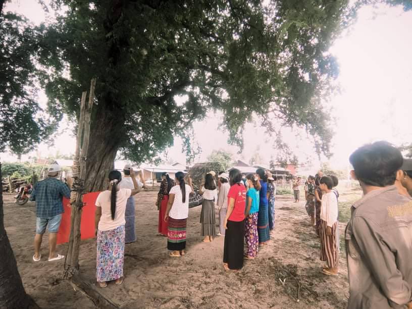 MthinnSpring's tweet photo. Protest against military dictatorship by residents from Taze Township  #TortureToDeathByJunta #WhatsHappeningInMyanmar #Oct2Coup https://t.co/e7foPRew0L