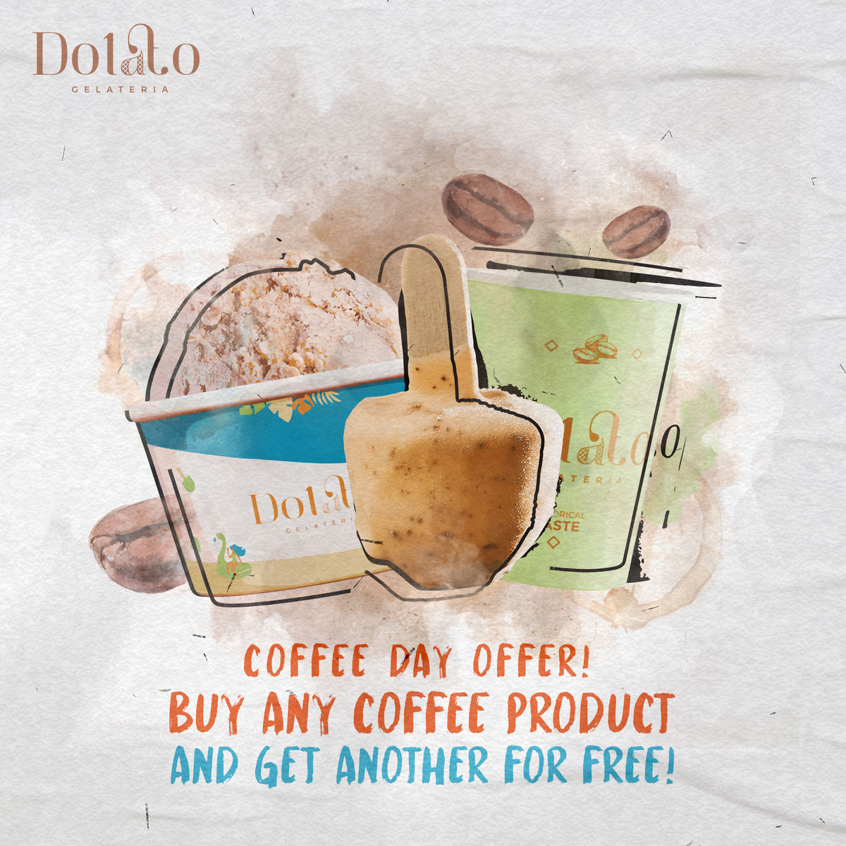 DolatoEG's tweet photo. We all know that good ideas start with Coffee! So let's celebrate International Coffee Day together and enjoy our Dolato Coffee Offer! Purchase ANY Coffee product, whether it's gelato or a drink, and get another for FREE. Offer is valid till October 3rd! https://t.co/xrvkCbdmef
