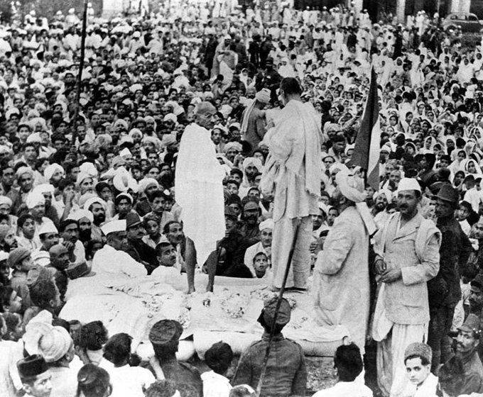 1938 :: Mahatma Gandhi With Khan Abdul Ghaffar Khan at a Public Meeting In North-West Frontier Province