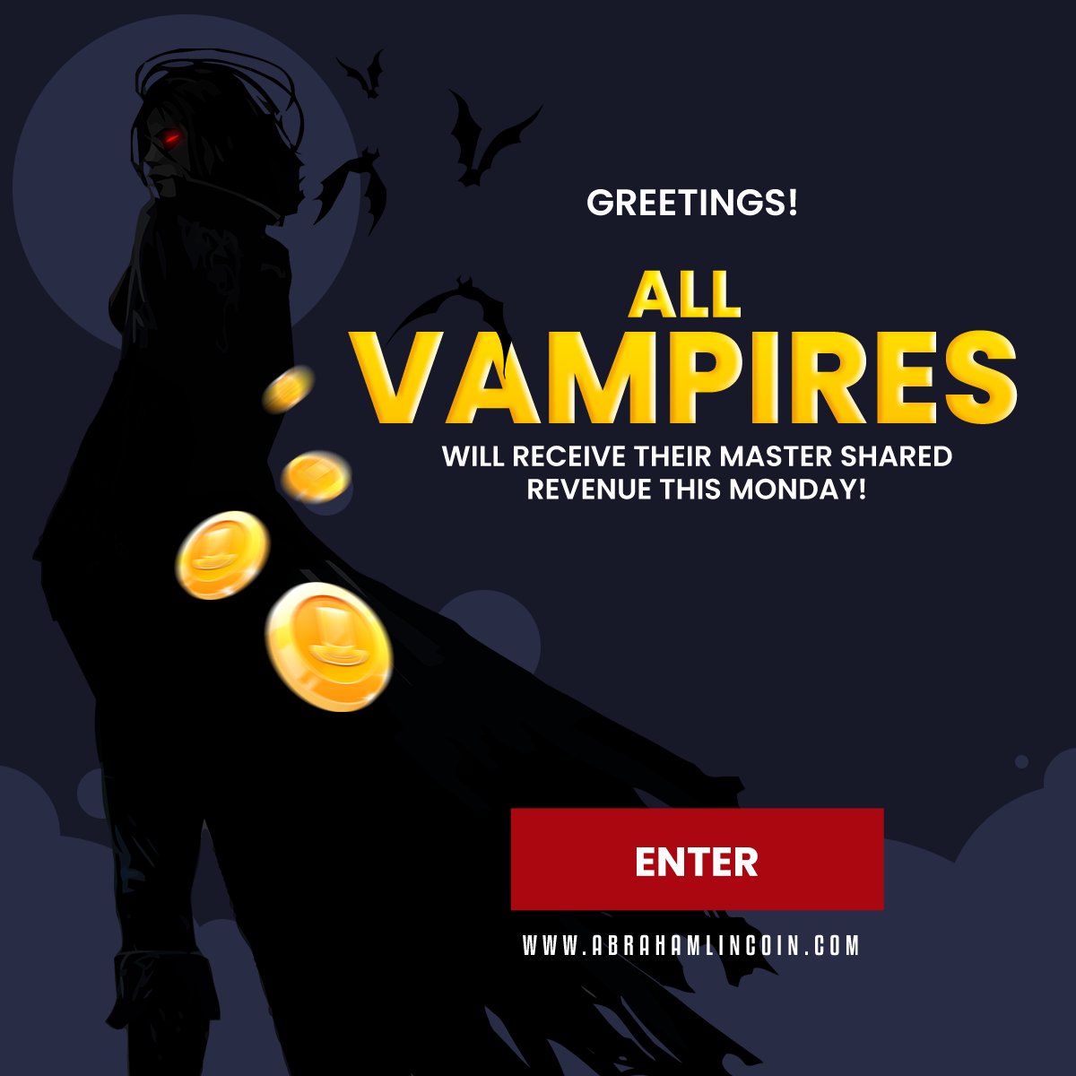 ABRHMLincoin's tweet photo. “Into every generation comes a Vampire.”
All vampires will receive their Master Shared Revenue this Monday!
#ABRHM #Affiliate
#Blockchain #LNC https://t.co/Q39eUg1zqS