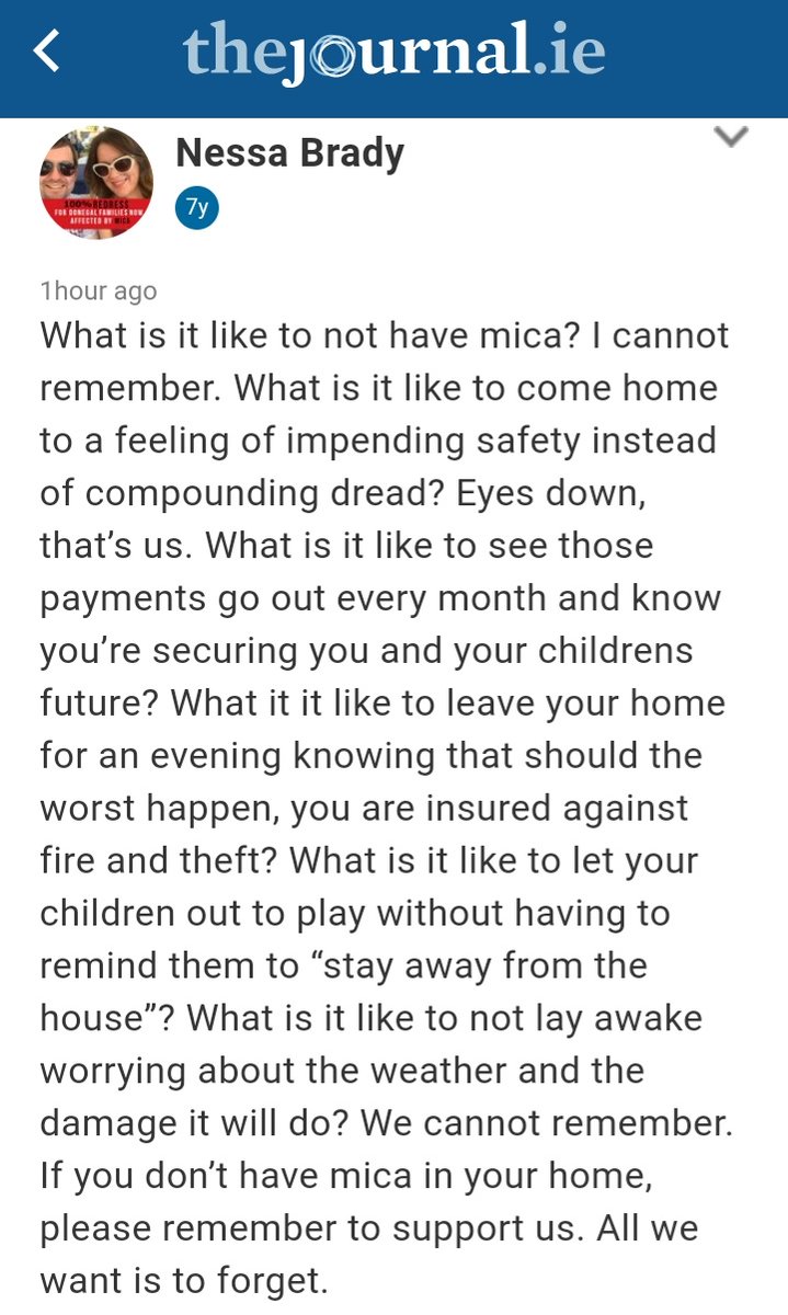 PaddyDiver4's tweet photo. My attention was drawn to this comment under a @thejournal_ie article

Nessa Brady, nobody could describe our pain and suffering better than you 👏

If you read this and still cannot be empathetic with our cause then I don't think there is much hope left for you

#MicaRedress https://t.co/aVpLynNqbE