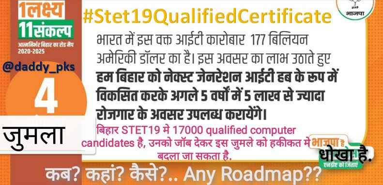 #Stet19QualifiedCertificate
#Stet19QualifiedCertificate
#Stet19QualifiedCertificate
#Stet19QualifiedCertificate
Raise a Voice <a href="/ManojManzil1/">Manoj Manzil</a> sir 🙏on d behalf of 80402 Qualified Candidates!
Thanks
<a href="/IamVSingh2021/">🇮🇳V.K. Singh</a> <a href="/Lalbabupaswan05/">LALBABU PASWAN</a> @JsrShrivastava <a href="/Decjanctet/">प्रारंभिक शिक्षक नियोजन</a> <a href="/Pallavimishra_1/">Pallavi Mishra</a>