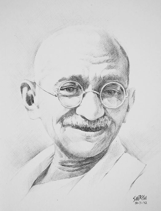 Mahatma Gandhi.
2th Octo.Birth Anniversary 

Ball point pens on Indian handmade paper.
by Shirish Deshpande ( India )