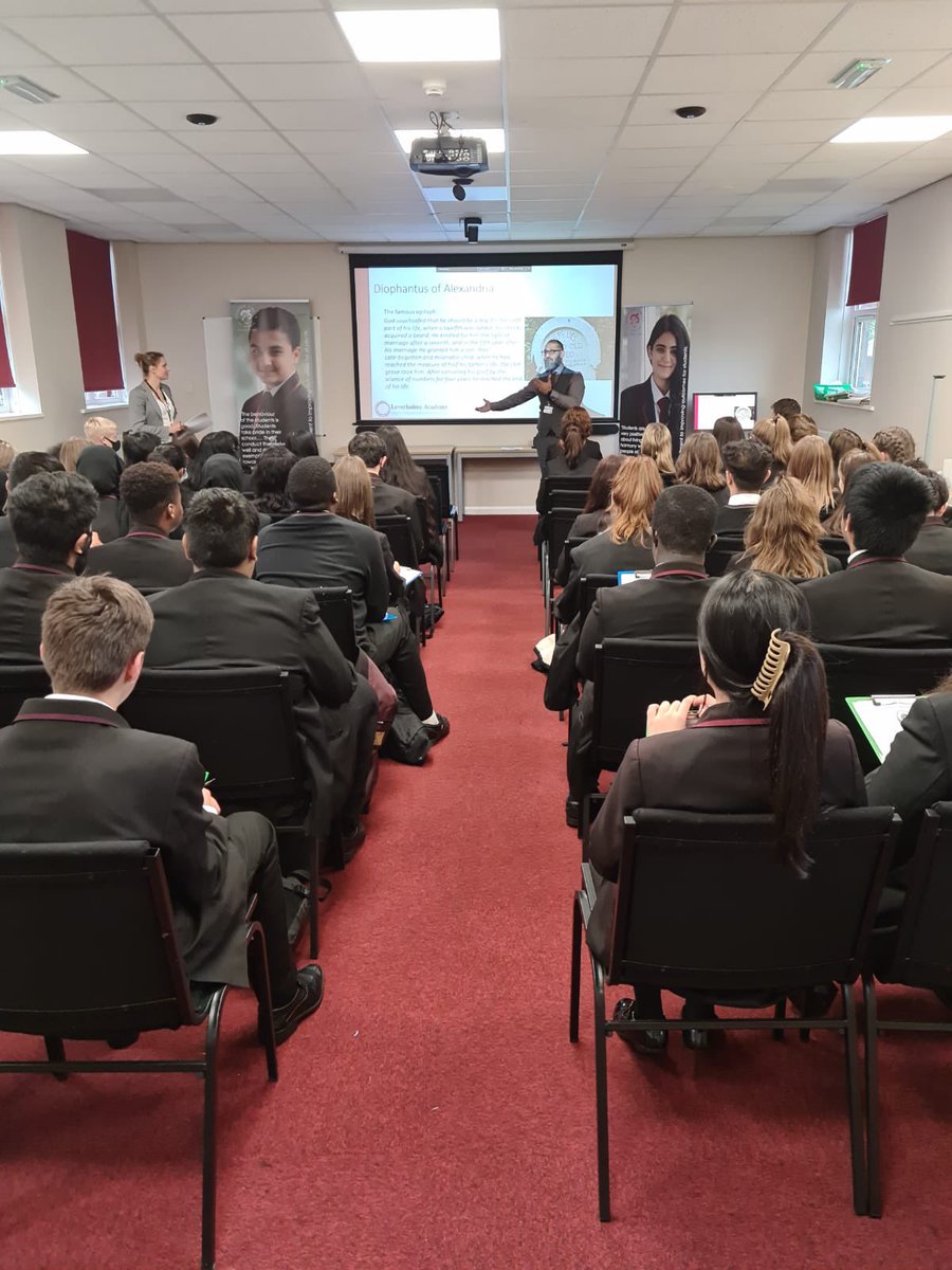 Harper_maths's tweet photo. This week saw the first year 11 above and beyond session. Here are Miss Balcuna and Mr Javed demonstrating the origins of Algebra to a very engaged 11H1, 11H2 and 11H3 @HarperGreen https://t.co/78ZxzeZfgR