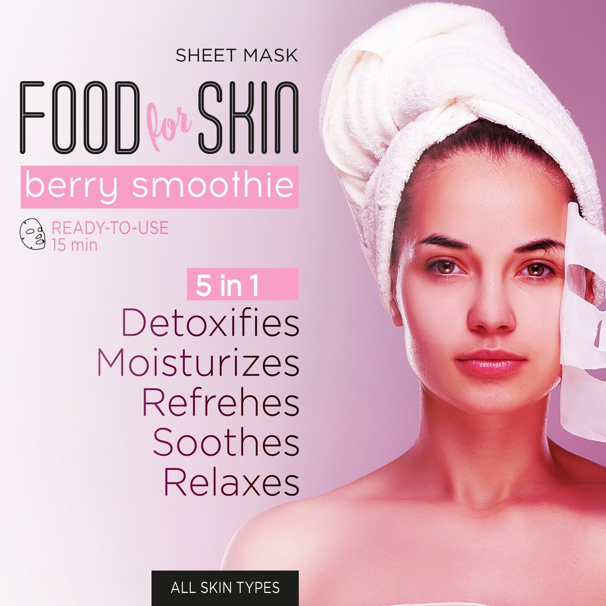 ErgunKimya's tweet photo. New Product Sheet Mask 🎭🌸
Food for skin, Berry Smoothie 🍓
▫️5 in 1
▫️Detoxifies
▫️Moisturizes
▫️Refrehes
▫️Soothes
▫️Relaxes

#foodforskin #berry #sheetmask #newproduct #new https://t.co/kjlaU1Q5l5