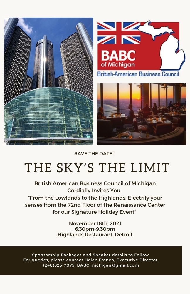 babc_michigan's tweet photo. SAVE THE DATE!!!! November 18th, 2021
@babc_michigan Signature Holiday Event, Highlands Restaurant, Detroit.
More details to follow.
Any inquiries please contact babc.michigan@gmail.com
https://t.co/sLrJ7HhkNN #business   #networkingevent https://t.co/qVTRFvpsvH