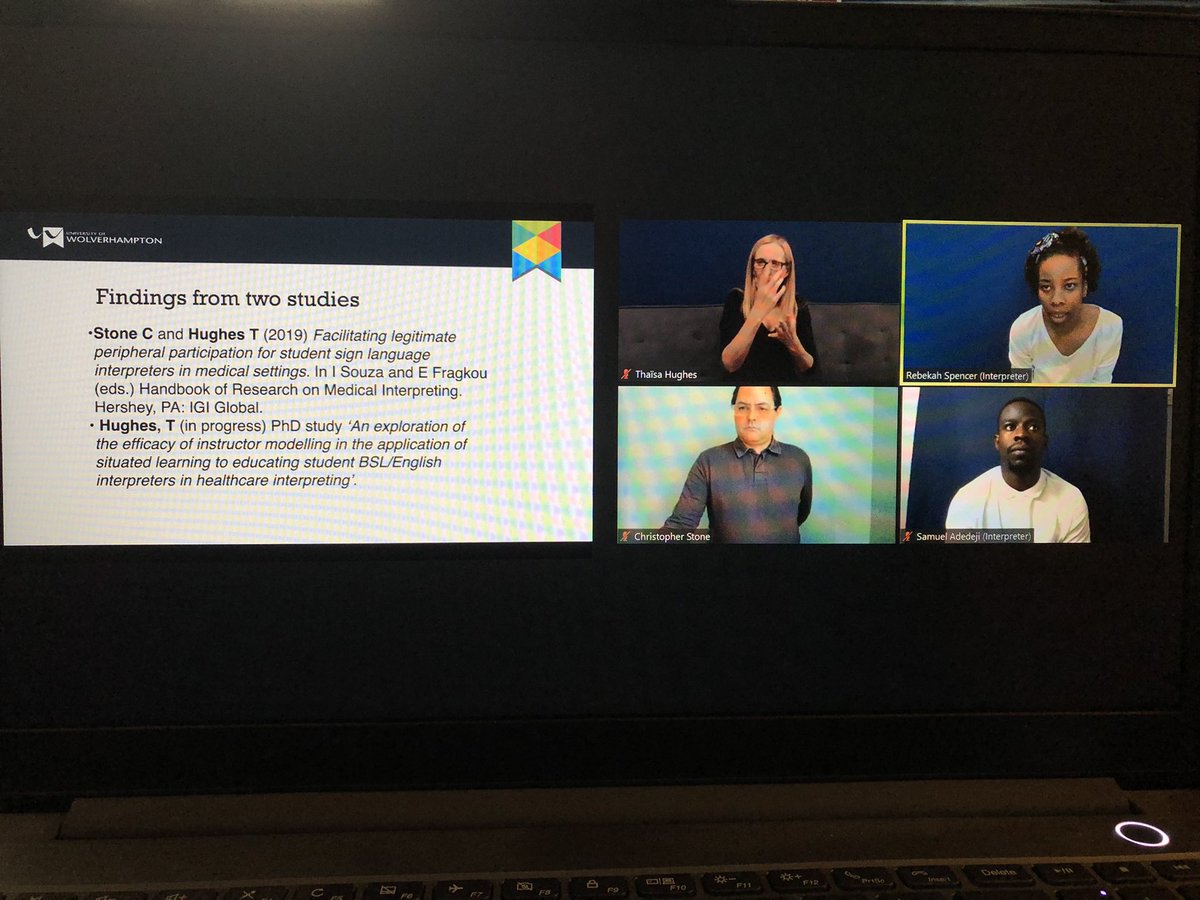 ASLIuk's tweet image. @ThaisaHughes and @drcastone talking about #SituatedLearning and the benefits to everyone involved. They’ve been teaching medical interpreting with scenarios involving medical professionals and deaf people. #GoingPro21