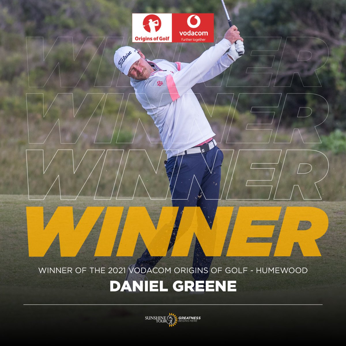 Sunshine_Tour's tweet photo. Daniel Greene wins the 2021 @vodacom Origins of Golf at Humewood Golf Club.โณ๐๐ฟ๐ฆ
Well played.
#GreatnessBeginsHere #SunshineTour
#VodacomOriginsofGolf #HumewoodGolfClub
#CityofGqeberha #VOGHumewood
#DanielGreene https://t.co/fhdKsgfCEx