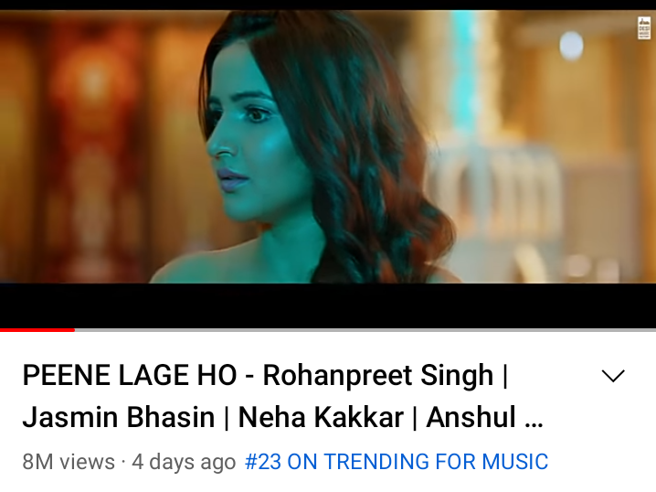 Congratulations #PeeneLageHo hits 8M
And currently trending on 23 for music in Nepal.👯👯🥳🥳
@jasminbhasin @DesiMFactory 
#JasminBhasin #RohanPreetSingh