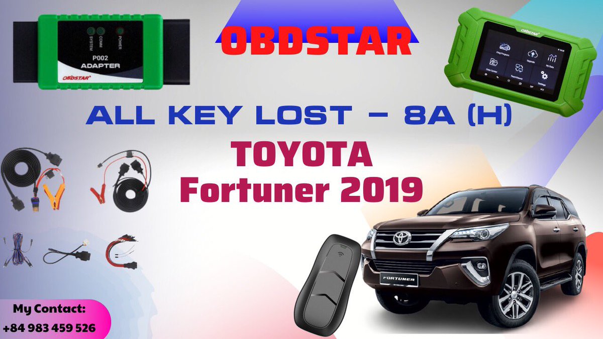 #OBDSTAR 8A-H Toyota All key lost with P002 Adapter and Keysim
Link youtube: youtu.be/81vvA3p-x5M